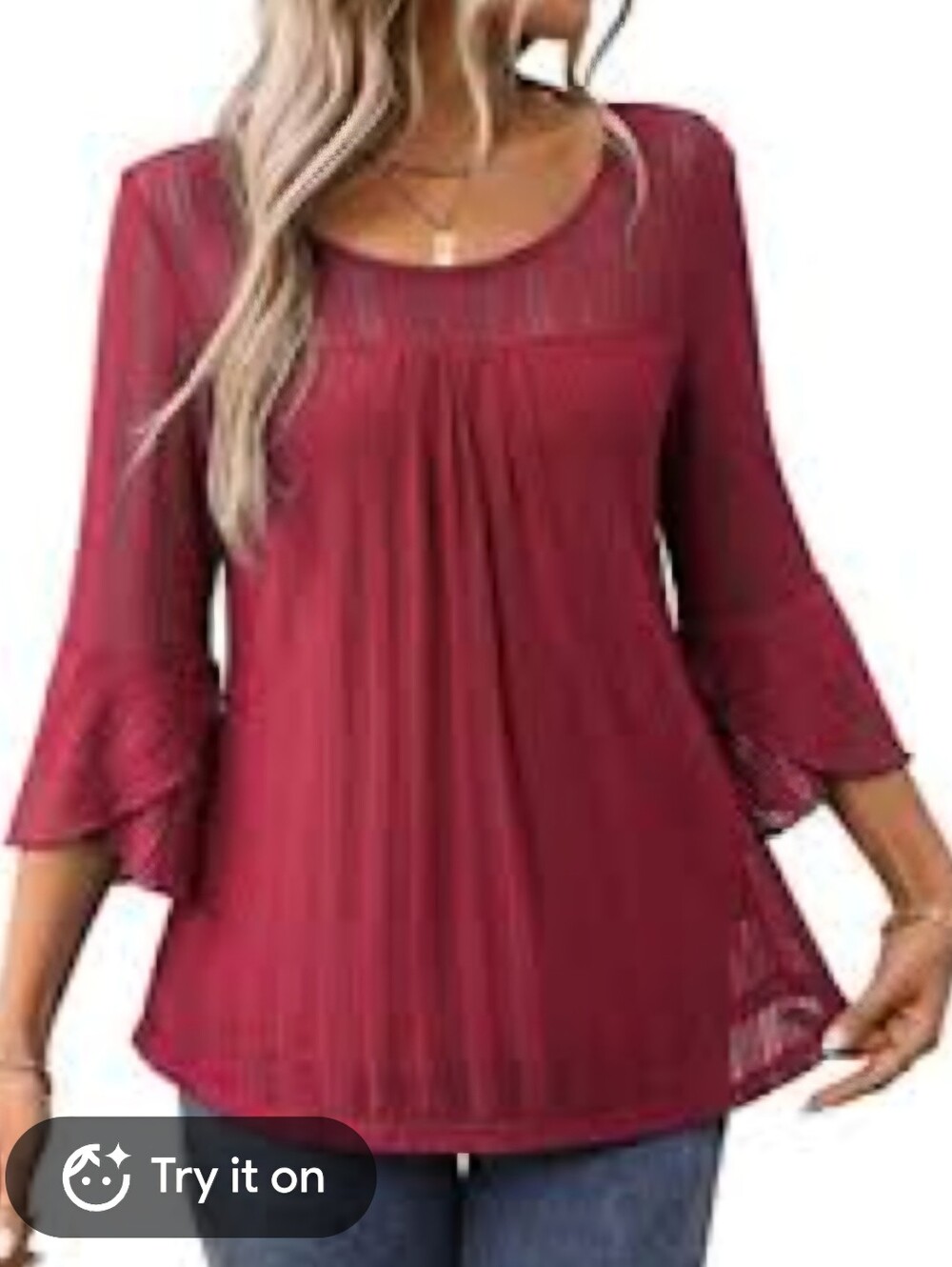 Pleated Knit Mesh Top